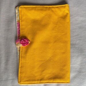 Bespoke Yellow Makeup Brush Organizer with Pink Accent